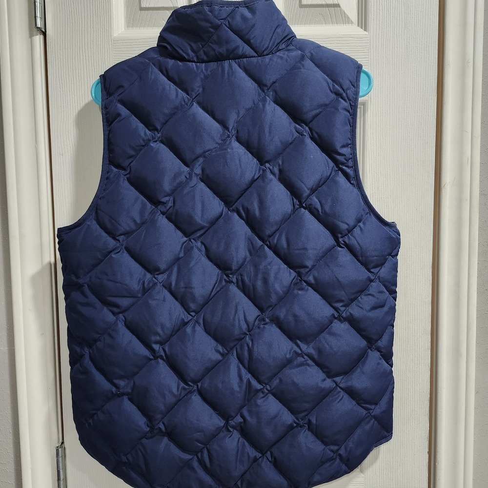 Woolrich Women's Quilted Down Puffer Vest L Navy Zip Front Gold Snaps Pockets - Picture 9 of 13